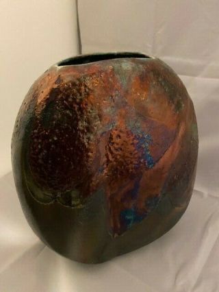 Raku Volcanic Glaze Large Vase Tony Evans Art Pottery Signed & Numbered