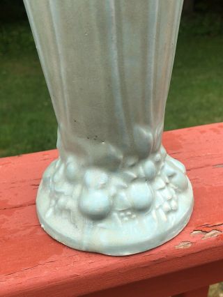 Vintage Nelson McCoy Art Pottery Matte Green Cornucopia 8” Vase 3