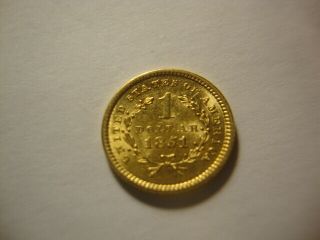1851 Bu Au Ty 1 One Gold $1.  00 Dollar Coin Sjx