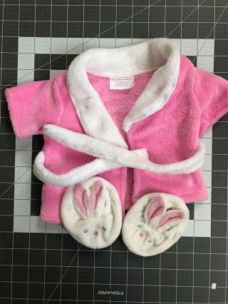 Build A Bear Clothes - Pajama Outfit (pink Robe And Bunny Slippers)
