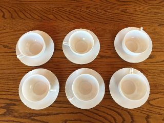 Vintage Thomas Bone China Tea Cup & Saucers White Scalloped Bavaria Set of 6 2