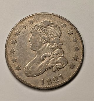 1821 Capped Bust Quarter - Rare Early Date Strong Very Fine Details
