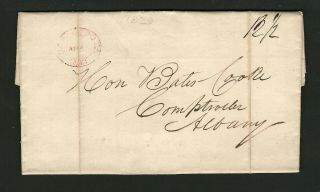 Canastota Ny 1839 Stampless Cover,  Small Red Oval,  Re Canal Repairs & Operations