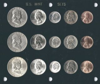 1952 P - D - S Us Set - 15 Coins - Brilliant Uncirculated In Black Capital Holder