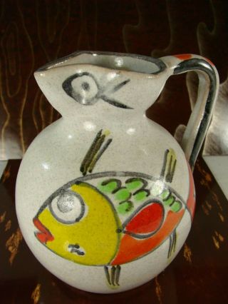 Vintage Desimone Italy Hand - Painted Art Pottery 5 - 3/8 " Sangria Pitcher