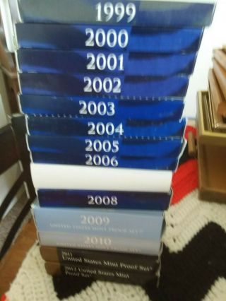 1999 - 2012 Us Proof Set Run Boxes & Coas