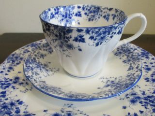 Royal Albert Dainty Blue England Porcelain Trio Tea Cup And Saucer Salad Plate