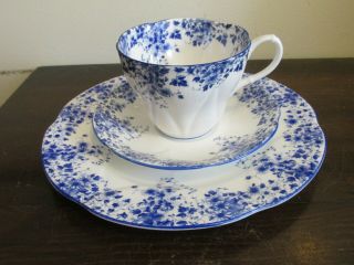 Royal Albert Dainty Blue England Porcelain Trio Tea Cup And Saucer Salad Plate 2