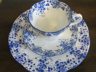 Royal Albert Dainty Blue England Porcelain Trio Tea Cup And Saucer Salad Plate 3