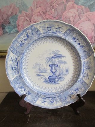 Antique Ironstone Blue T.  Mayer Longport Canova England Dinner Plate 10.  5 "