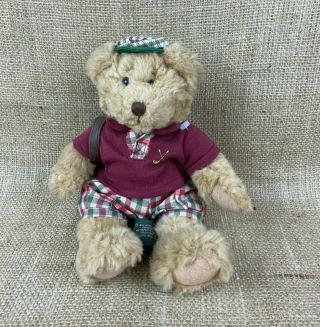 Russ Berrie Teddy Bears From The Past Chip Plush Golfer With Golf Bag And Club