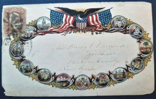 65 Civil War Patriotic - Scarce Multicolored " The 13 States Seals " Fine