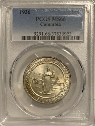 1936 Columbia Commemorative Silver Half Dollar - Pcgs Ms 66 - State 66