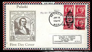 690 2c Stamp (block) (1931) - General Casimir Pulaski - Roessler Fdc - Planty 3d