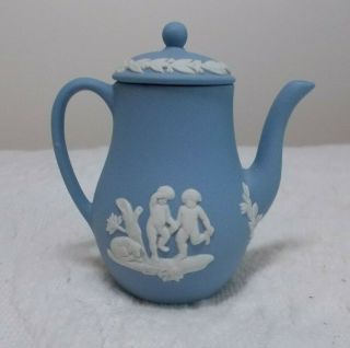 Blue Wedgwood Jasperware Miniature Coffee Pot 3