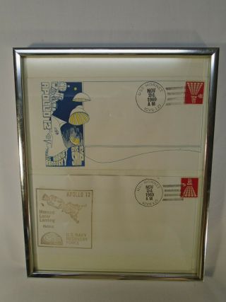 1969 Uss Hornet Apollo Recovery Ship Framed Postage Stamp Cover
