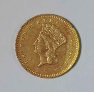1862 Type 3 U.  S.  One Dollar $1 Indian Princess Head Gold Coin Piece