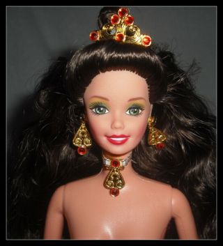 Nude Barbie Doll Mattel 1997 Happy Holiday Brunette Green Eyes Doll For Ooak