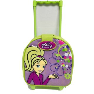 Polly Pocket Rolling Travel Case Extending Handle Bag Purple Green
