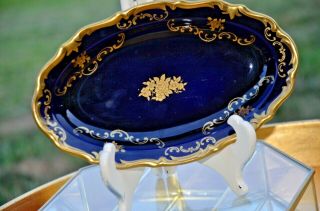 Vintage Echt Kobalt Blue Small Dish/plate W/22k Gold Accents