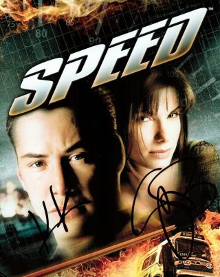 Autographed Keanu Reeves & Sandra Bullock Signed Photo 8 X 10