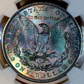 1886 - P Morgan Dollar Ngc Ms63 Cac Gorgeous Rainbow Toned Deep Double Clash Marks