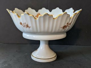 Vintage Limoges France Porcelain Gold Gilt Compote Fruit Centerpiece Bowl