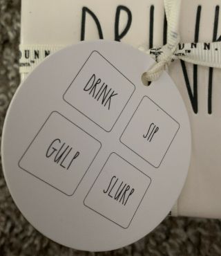 Rae Dunn Set Of 4 Coasters - Drink Sip Gulp Slurp 2