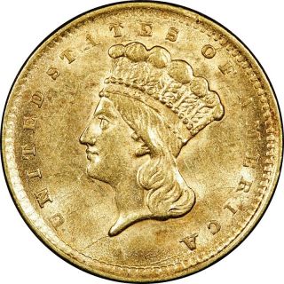 1856 $1 Gold Liberty Dollar (type 3,  Slant 5) Rare Old Type Coin Money
