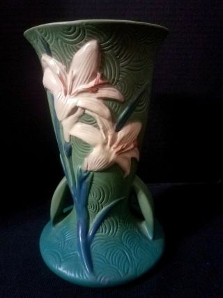 Vintage Roseville Art Pottery Zephyr Lily Tall Vase 136 - 9 " Very Good