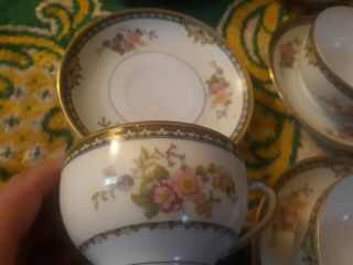 Antique 1921 Noritake Pasadena Tea Cups And Saucers Set Of 8
