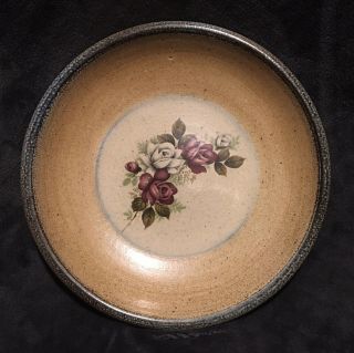 Monroe Salt Hand Crafted Large Stoneware Purple White Flowers Pie Plate