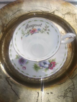 Royal Albert Flower Of The Month August Poppy.  Teacup & Saucer Set.  Guc.