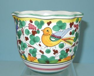 Sberna Deruta Bird Cache Pot 4 1/2 " X 5 " Hand Painted Flower Pot