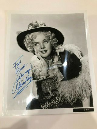 Alice Faye Autograph Signed Photo 8 X 10