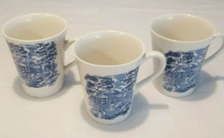 Set Of 3 Staffordshire Liberty Blue Mugs Monticello Grp.  1