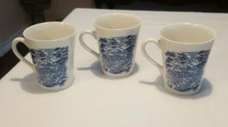 Set Of 3 Staffordshire Liberty Blue Mugs Monticello Grp.  2