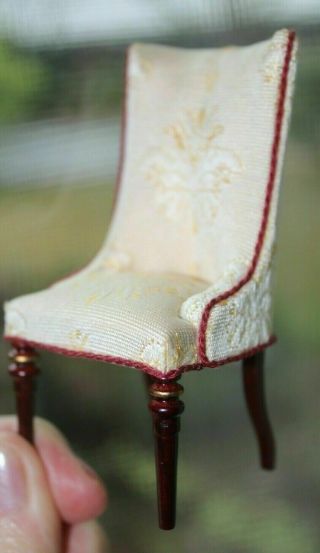 Wingback Upholstered Chair 1:12 Dollhouse Miniature Furniture W/ Book Bonus