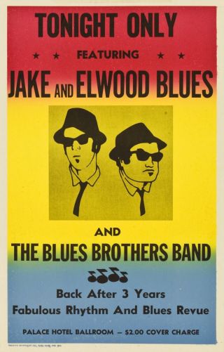 " Blues Brothers Band " Jake & Elwood Blues.  Classic Movie Poster Various Sizes