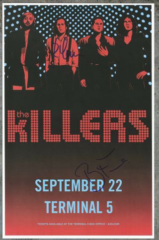 The Killers Autographed Gig Poster Ronnie Vannucci,  Brandon Flowers Bones,  Human