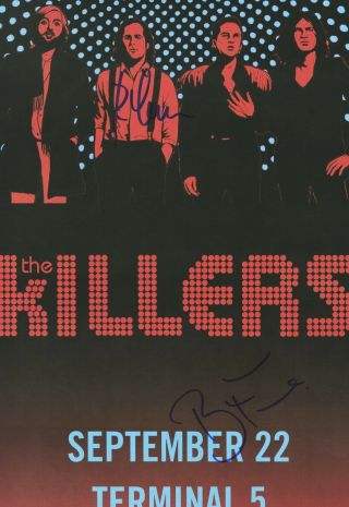 The Killers autographed gig poster Ronnie Vannucci,  Brandon Flowers Bones,  Human 3