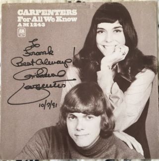 Richard Carpenter Hand Signed Autographed 45 Record Sleeve W/coa