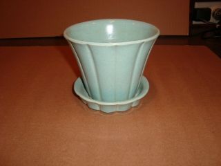 Vintage Mccoy Aqua Blue Flower Pot Planter 4 - 1/4 " Tall
