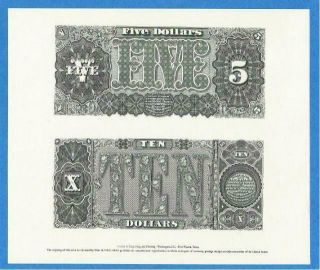 Bep Souvenir Card B 253 Ipms 2001 Proof Back 1890 $5 And $10 Treasury Notes