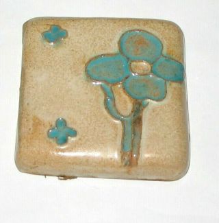 Pewabic Pottery Tile Detroit Art Flower 3 "