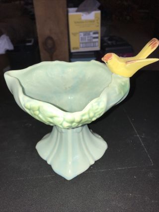 Vintage Mccoy Pottery Usa Green Bird Planter Bowl Dish