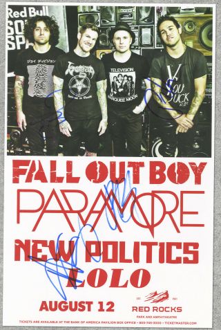 Fall Out Boy Autographed Gig Poster Patrick Stump,  Joe Trohman,  Andy Hurley