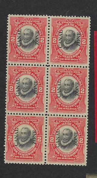 Canal Zone Scott Number 32 Mnh Never Hinged Block Of 6 Stamps