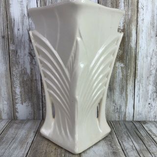Vintage Mccoy White Art Deco Flower Vase Wings Ivory White Ceramic Mid Century