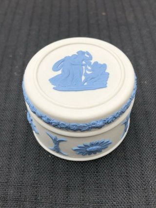 Wedgwood Reverse Blue On White Jasperware Vanity Dresser Lidded Salve Jar